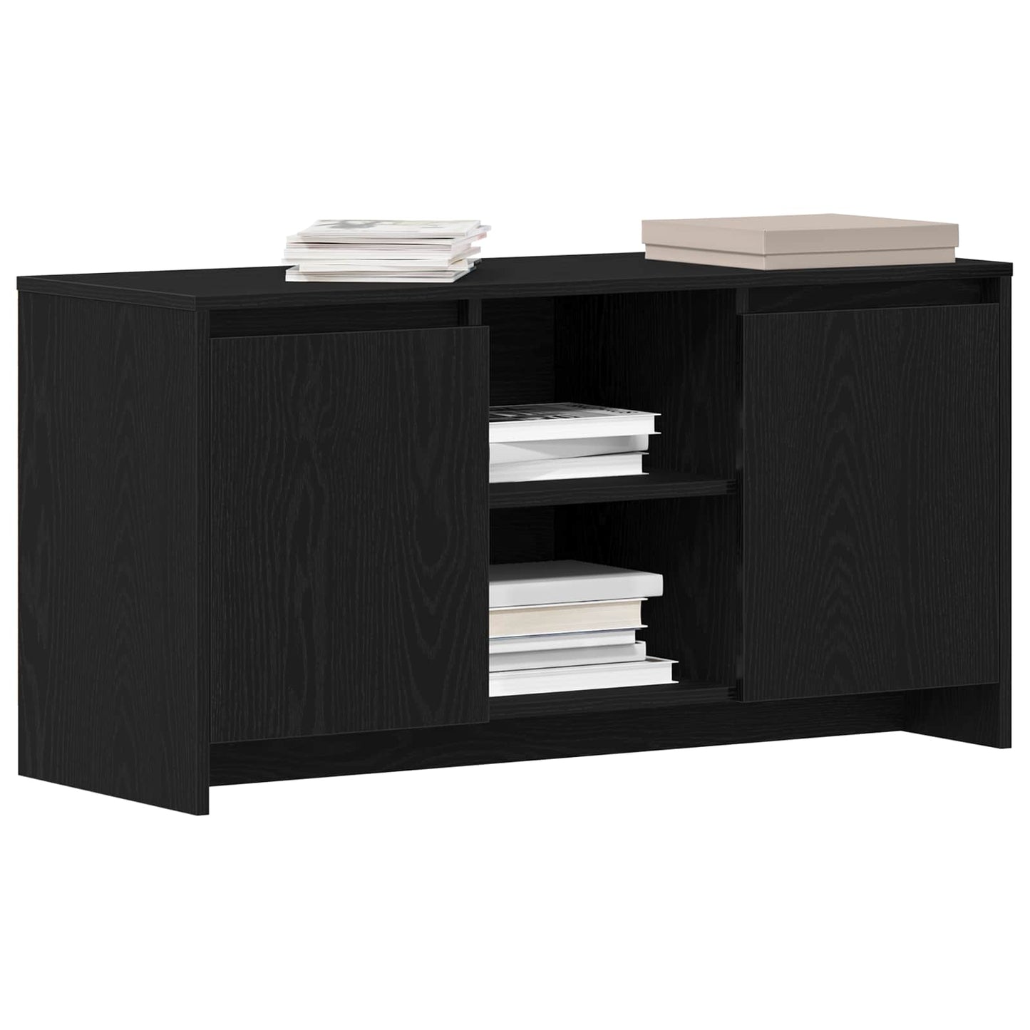 Mobile TV Rovere Nero 102 x 37,5 x 52,5 cm Legno multistrato