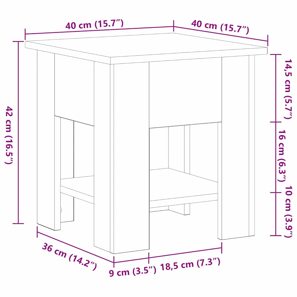 Tavolino da salotto Rovere nero 40 x 40 x 42 cm