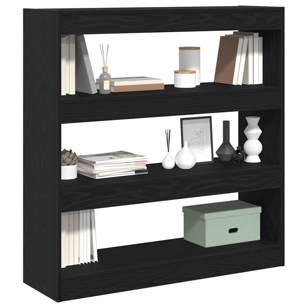 Armadio per Libri Rovere Nero 100 x 30 x 103 cm