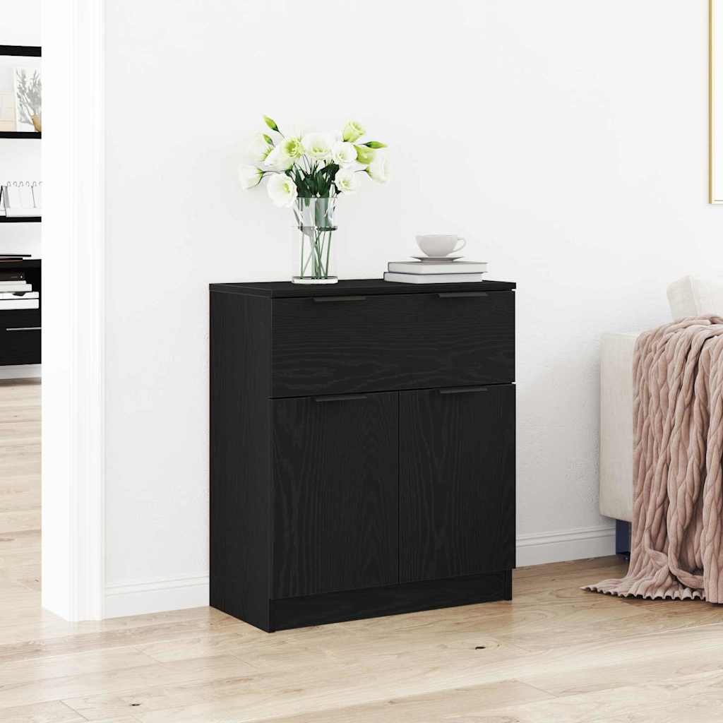 Credenza con cassetto Nero 60 x 30 x 70 cm Legno multistrato