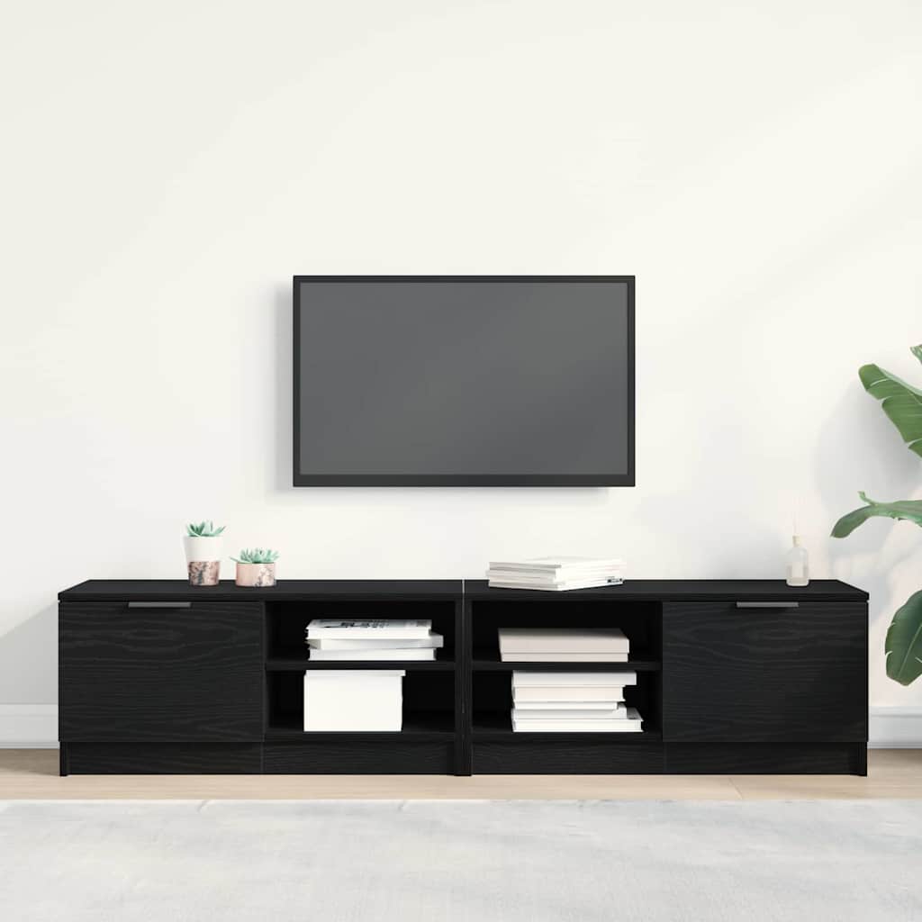 Mobile TV 2 pcs Rovere Nero 80 x 35 x 36,5 cm Legno multistrato