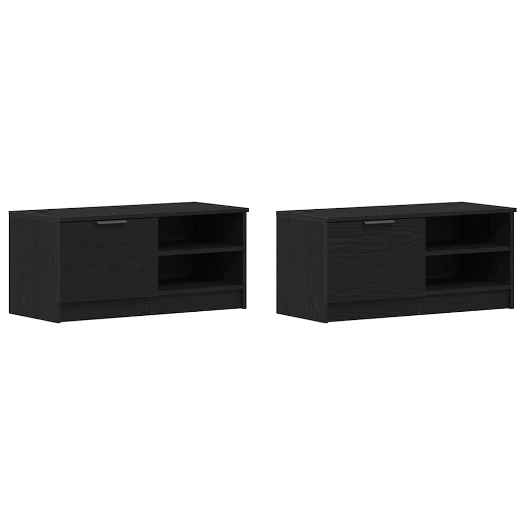 Mobile TV 2 pcs Rovere Nero 80 x 35 x 36,5 cm Legno multistrato