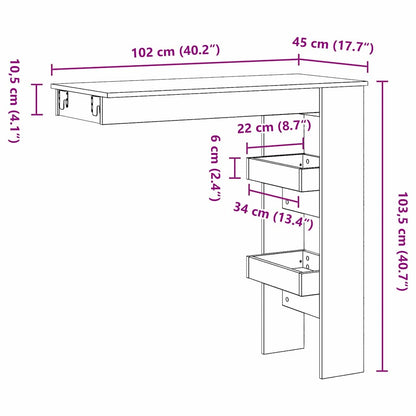 Tavolo Bar da Parete Rovere Nero 102 x 45 x 103,5 cm | homemem39