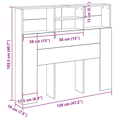 Testata del letto con testiera Rovere Nero 120 x 19 x 103.5 cm