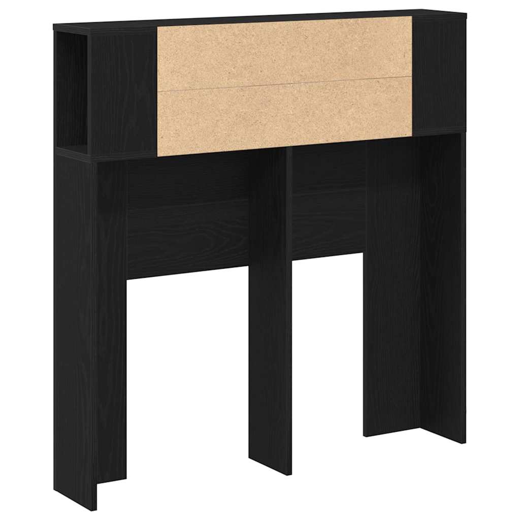 Testata del letto con lo scaffale Rovere Nero Legno multistrato