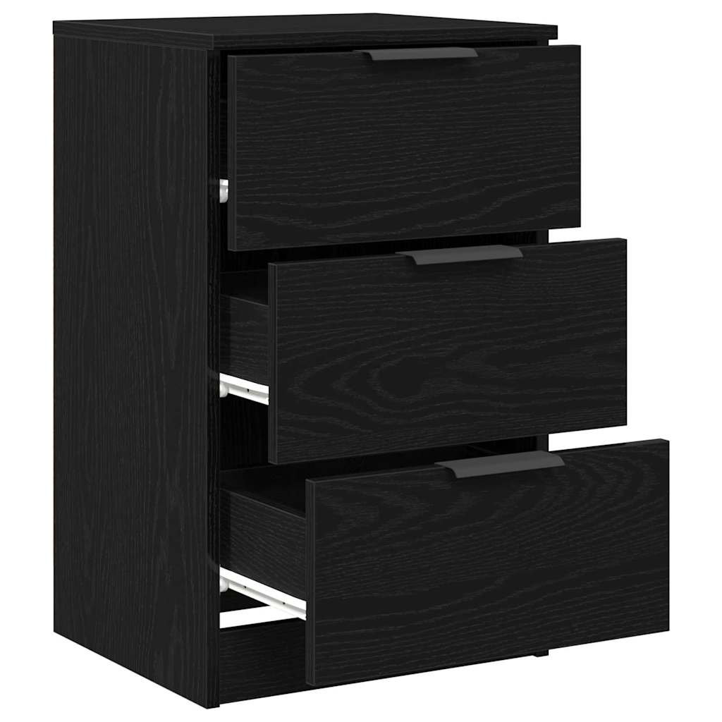 Armadio da Notte Rovere Nero 40 x 65 x 65 cm Legno multistrato