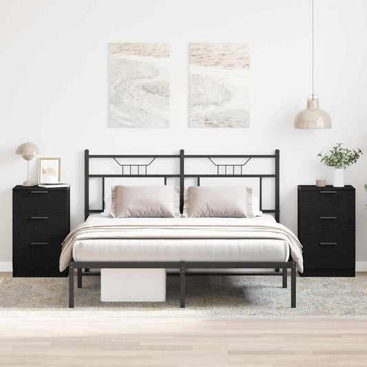 Armadio da Notte con cassetto 2 pcs Rovere Nero 40 x 65 x 65 cm