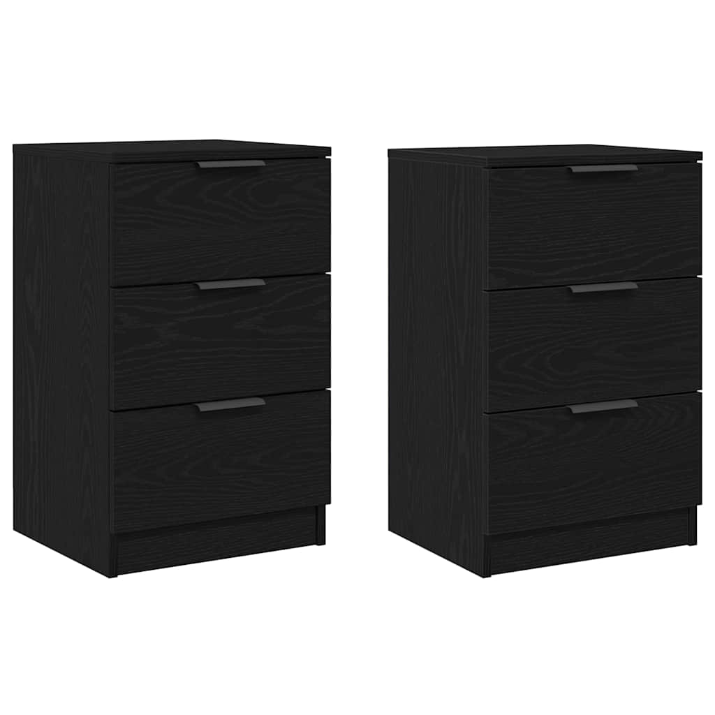 Armadio da Notte con cassetto 2 pcs Rovere Nero 40 x 65 x 65 cm