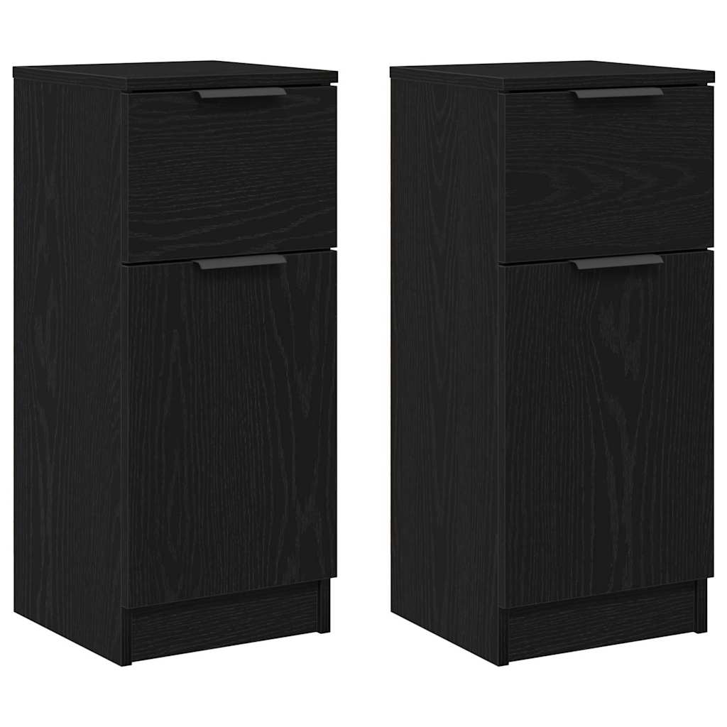 Sideboards 2 pcs Rovere nero 30 x 30 x 70 cm Legno multistrato