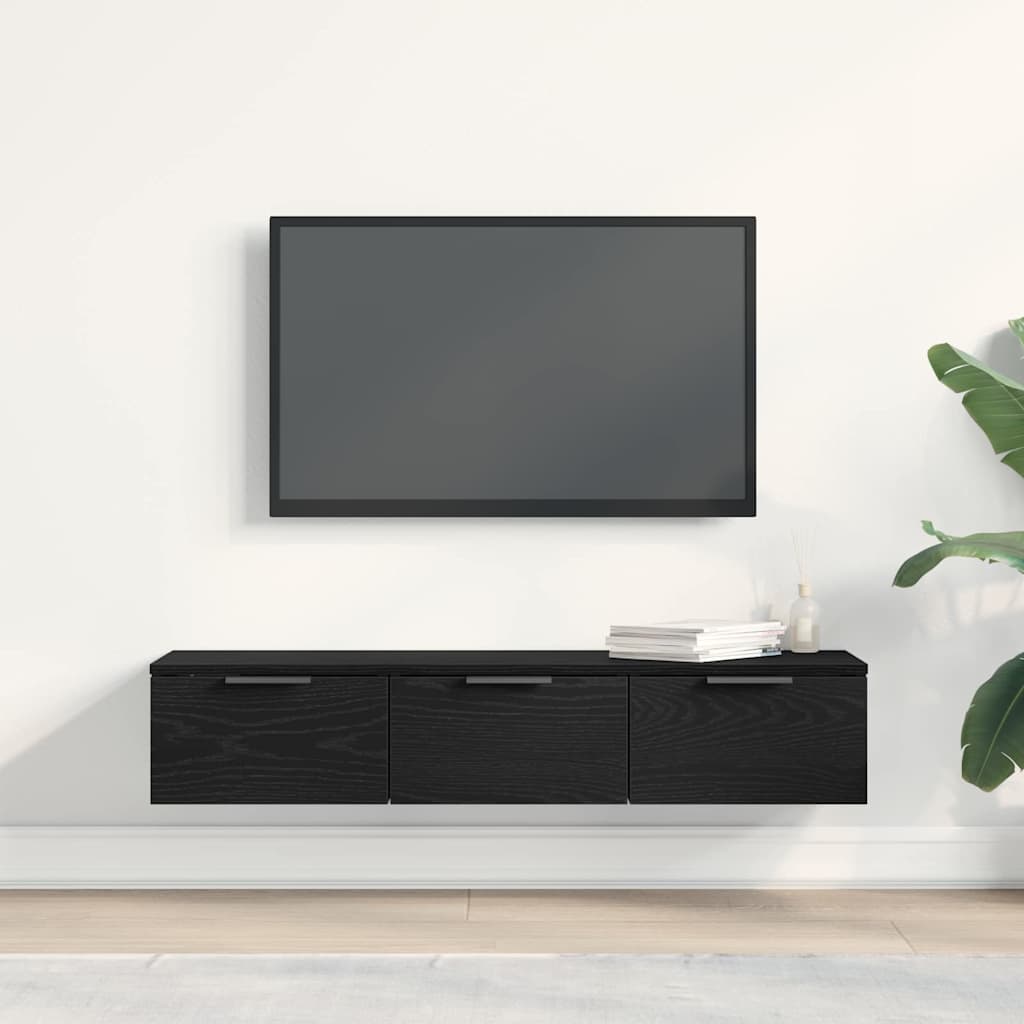 Armadietto a muro con cassetto Rovere nero 102 x 30 x 20 cm