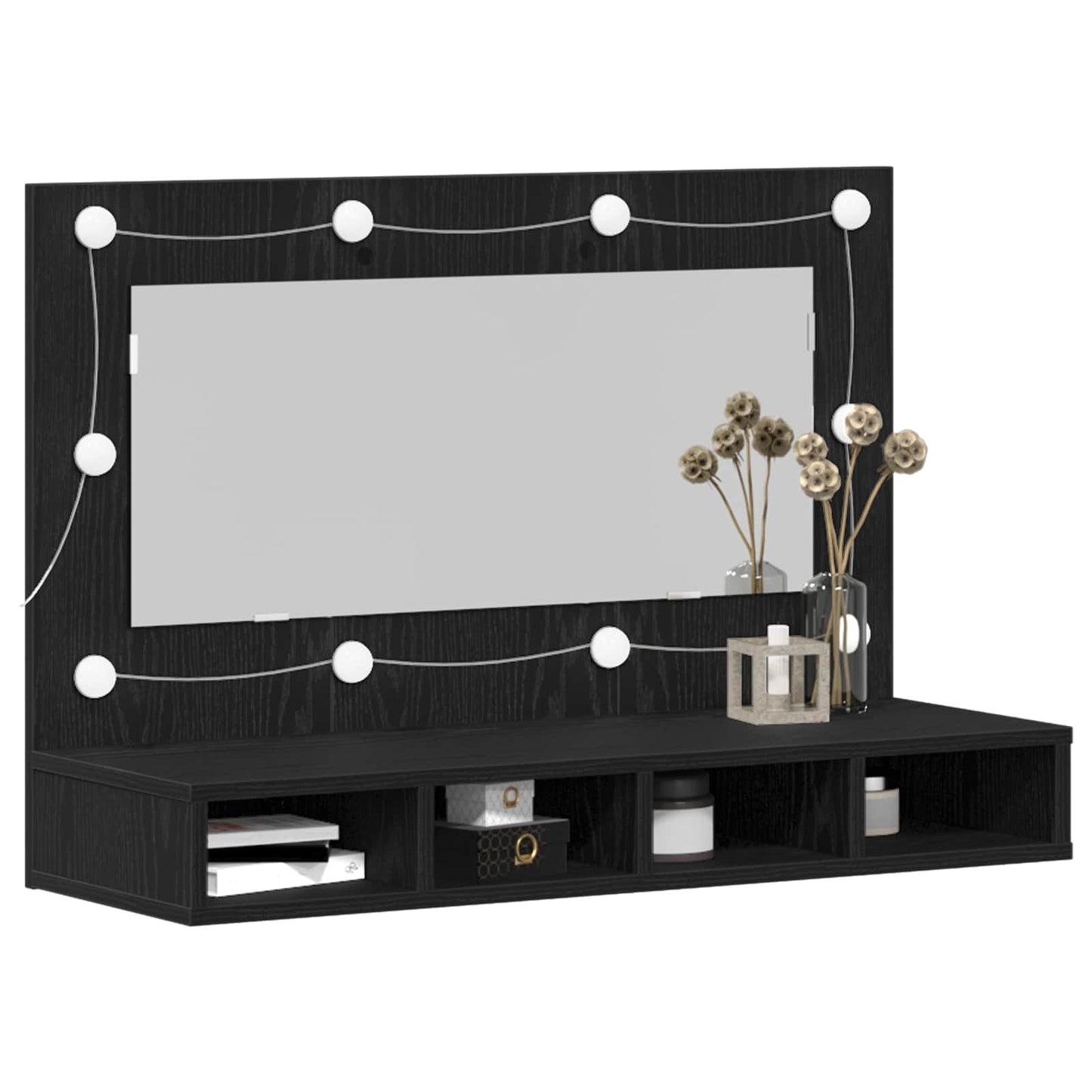 Mobiletto per specchio Rovere Nero 90 x 31,5 x 62 cm | homemem39