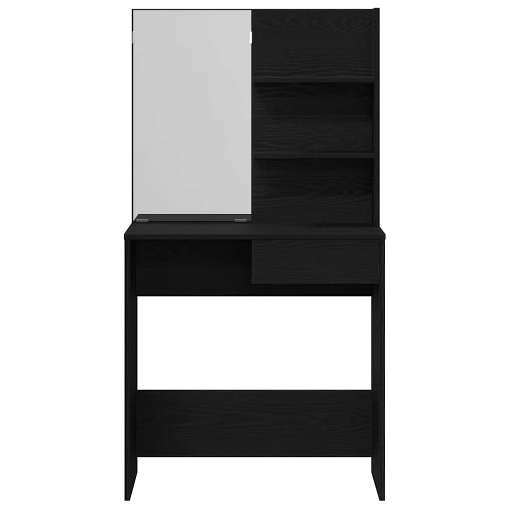 Tavolo da Trucco con cassetto Rovere Nero 74,5 x 40 x 141 cm