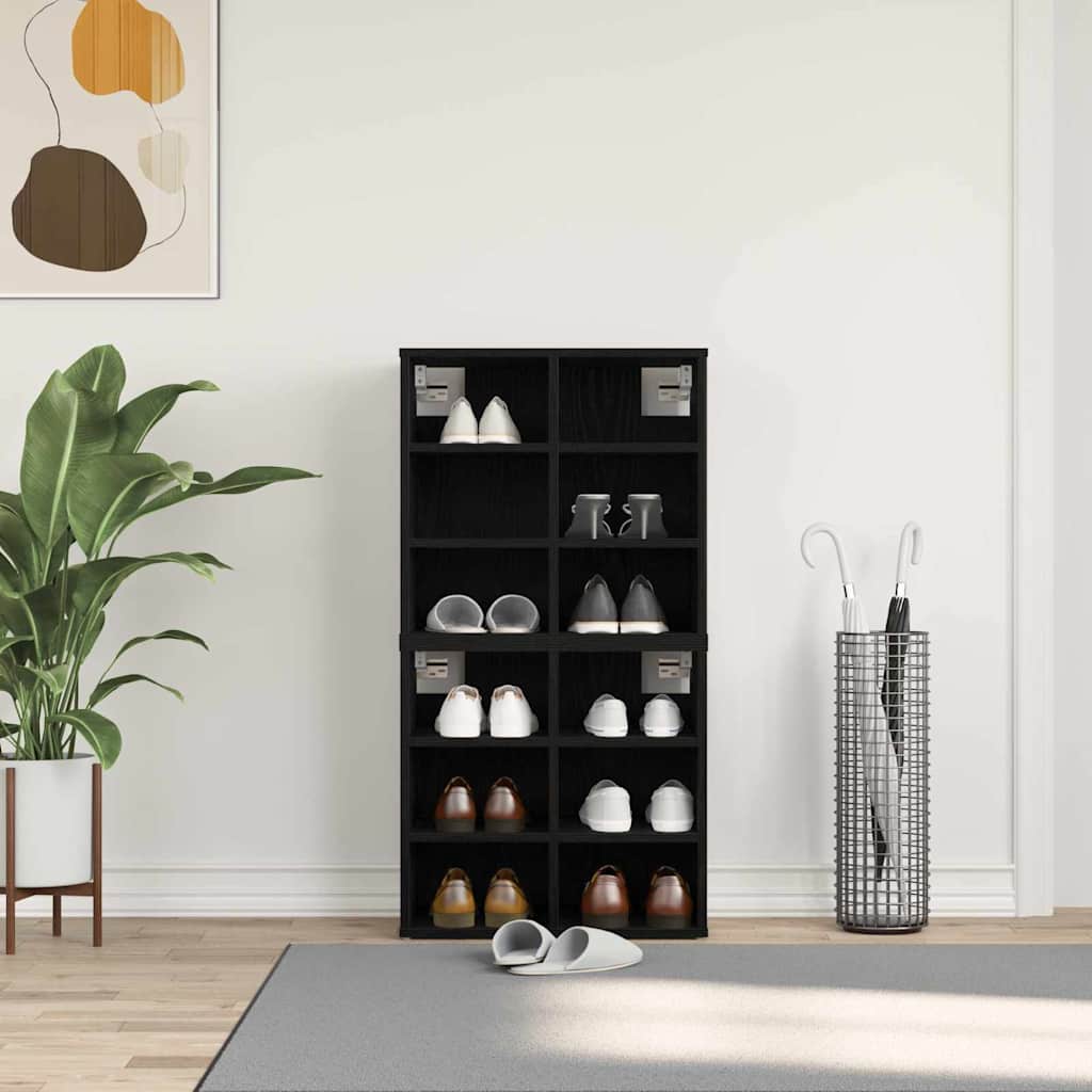 Mobile per scarpe 2 pcs Rovere Nero 52 x 30 x 50,5 cm