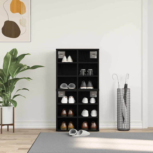 Mobile per scarpe 2 pcs Rovere Nero 52 x 30 x 50,5 cm