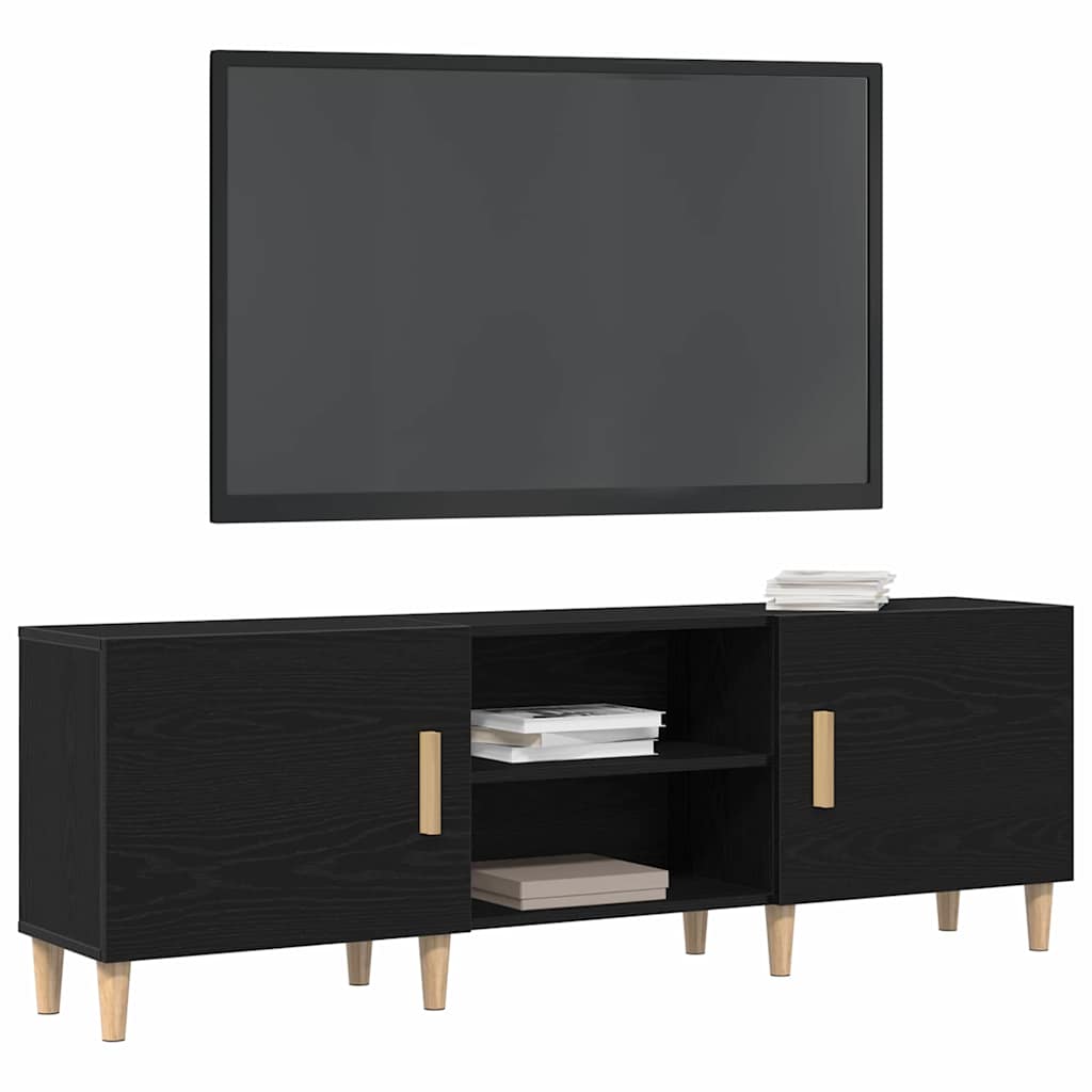 Mobile TV Rovere nero 150 x 30 x 50 cm Legno multistrato