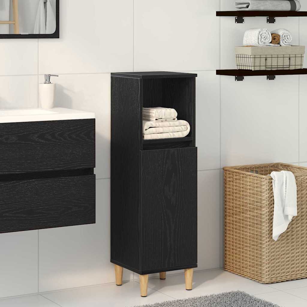 Mobiletto da Bagno Rovere Nero 30 x 30 x 100 cm | homemem39