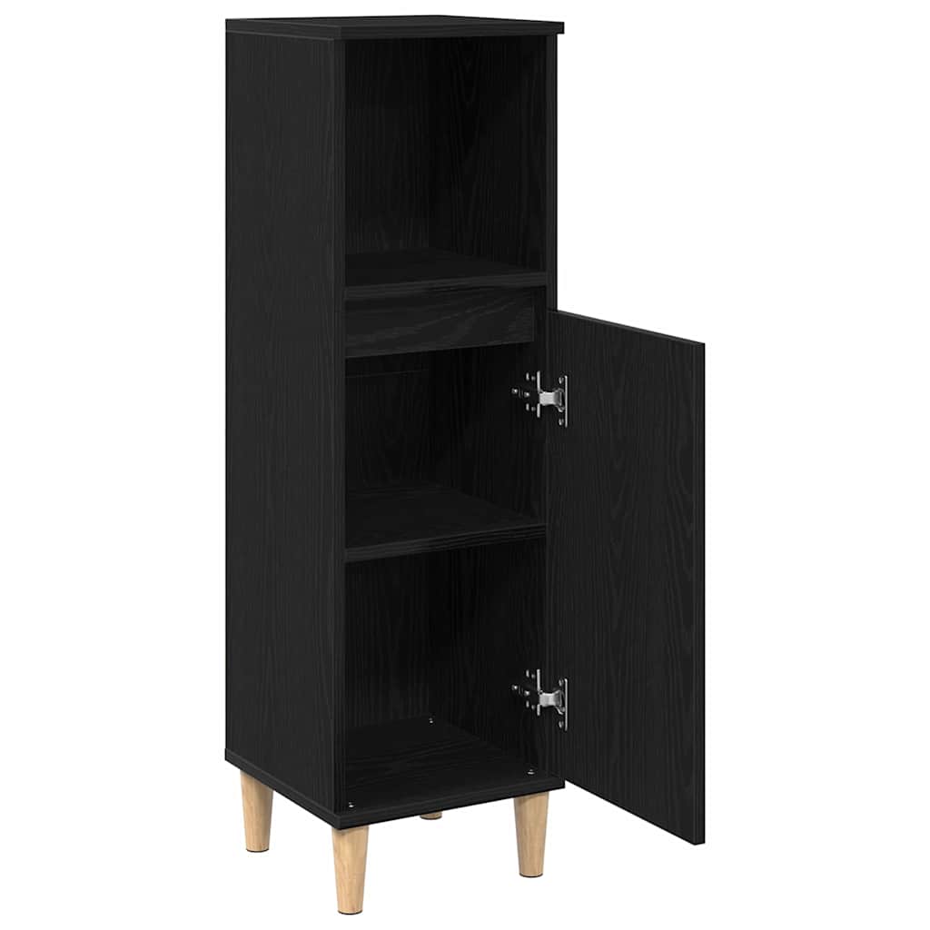 Mobiletto da Bagno Rovere Nero 30 x 30 x 100 cm | homemem39