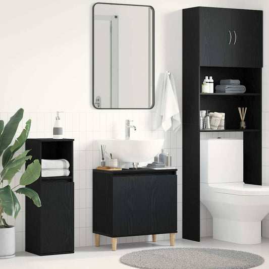 Armadio per Lavabo da Bagno Rovere Nero 58 x 33 x 60 cm
