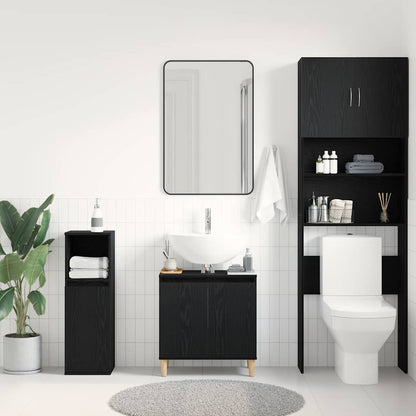 Armadio per Lavabo da Bagno Rovere Nero 58 x 33 x 60 cm