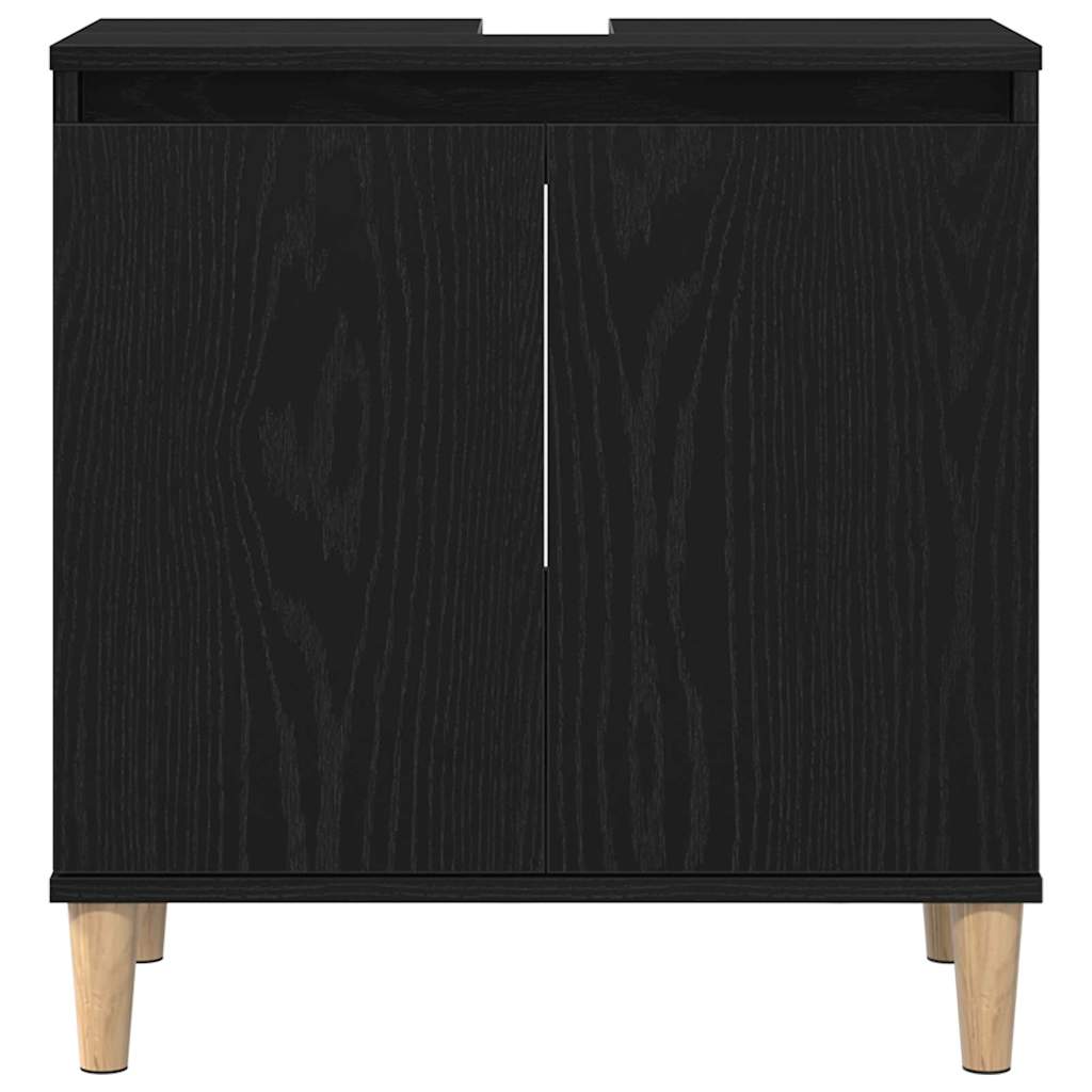 Armadio per Lavabo da Bagno Rovere Nero 58 x 33 x 60 cm