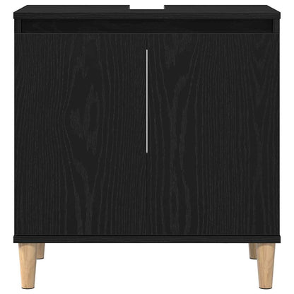 Armadio per Lavabo da Bagno Rovere Nero 58 x 33 x 60 cm