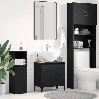 Armadio per Lavabo da Bagno Rovere Nero 58 x 33 x 60 cm