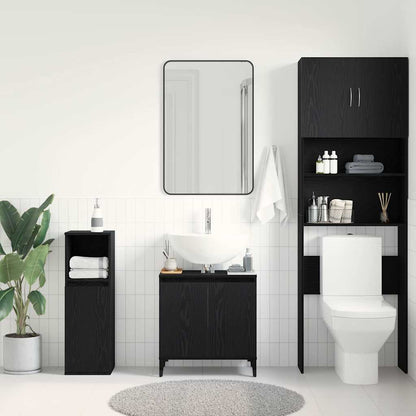 Armadio per Lavabo da Bagno Rovere Nero 58 x 33 x 60 cm