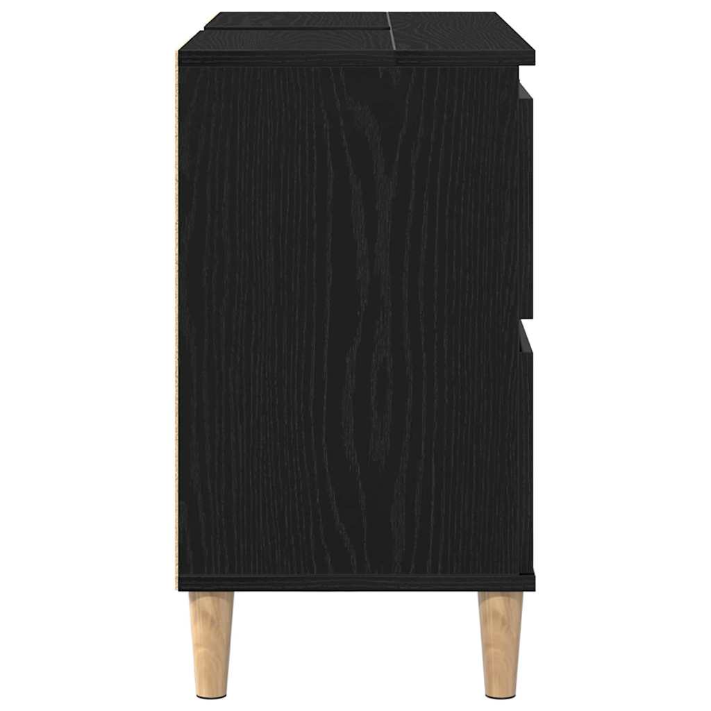 Armadio per Lavabo da Bagno Rovere Nero 80 x 33 x 60 cm