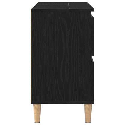 Armadio per Lavabo da Bagno Rovere Nero 80 x 33 x 60 cm