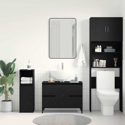 Armadio per Lavabo da Bagno Rovere Nero 80 x 33 x 60 cm