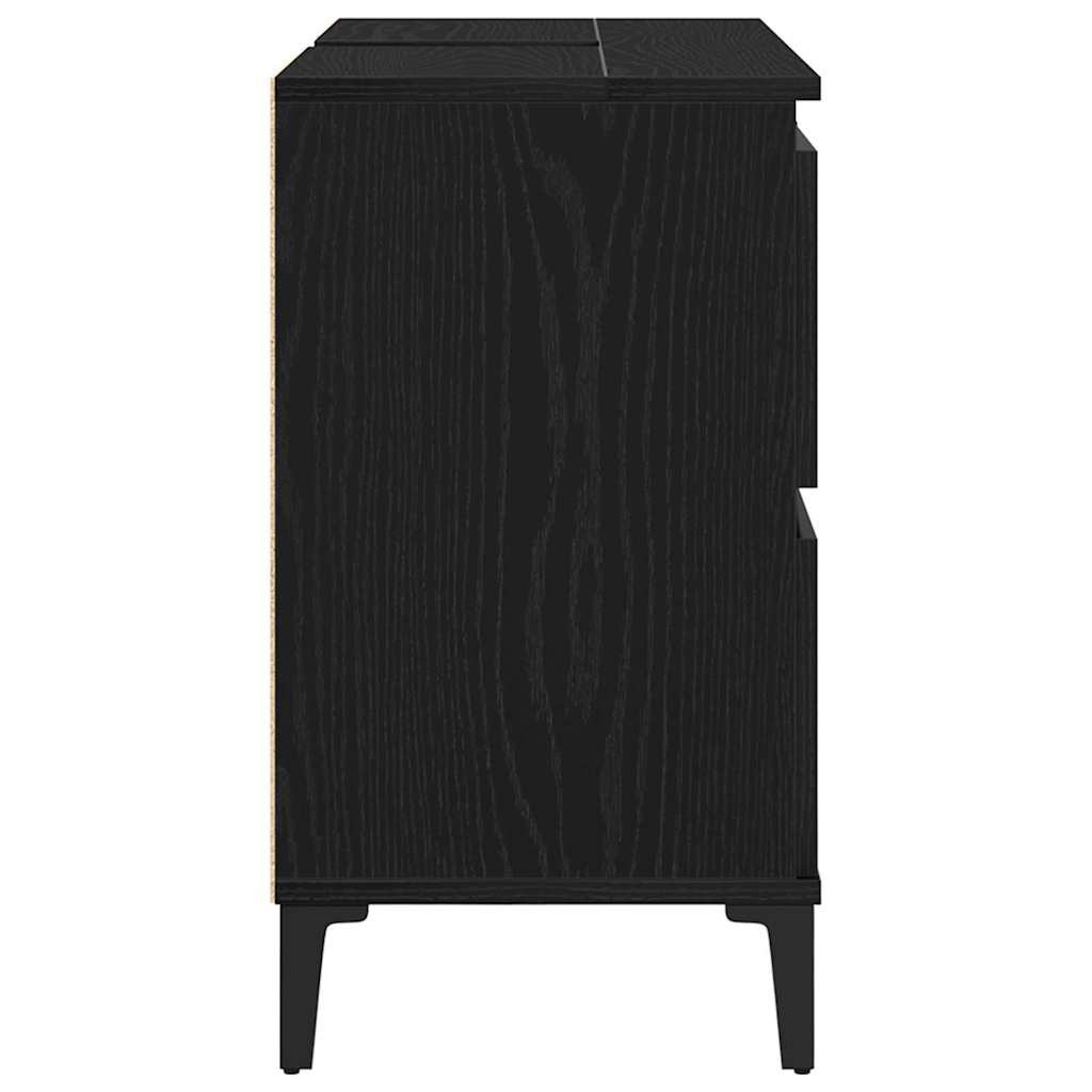 Armadio per Lavabo da Bagno Rovere Nero 80 x 33 x 60 cm