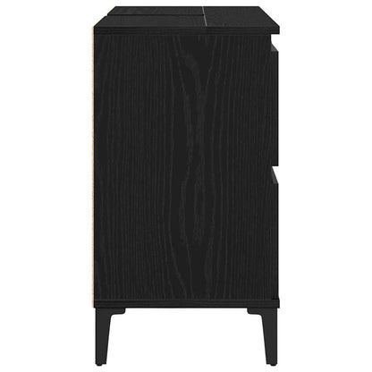 Armadio per Lavabo da Bagno Rovere Nero 80 x 33 x 60 cm