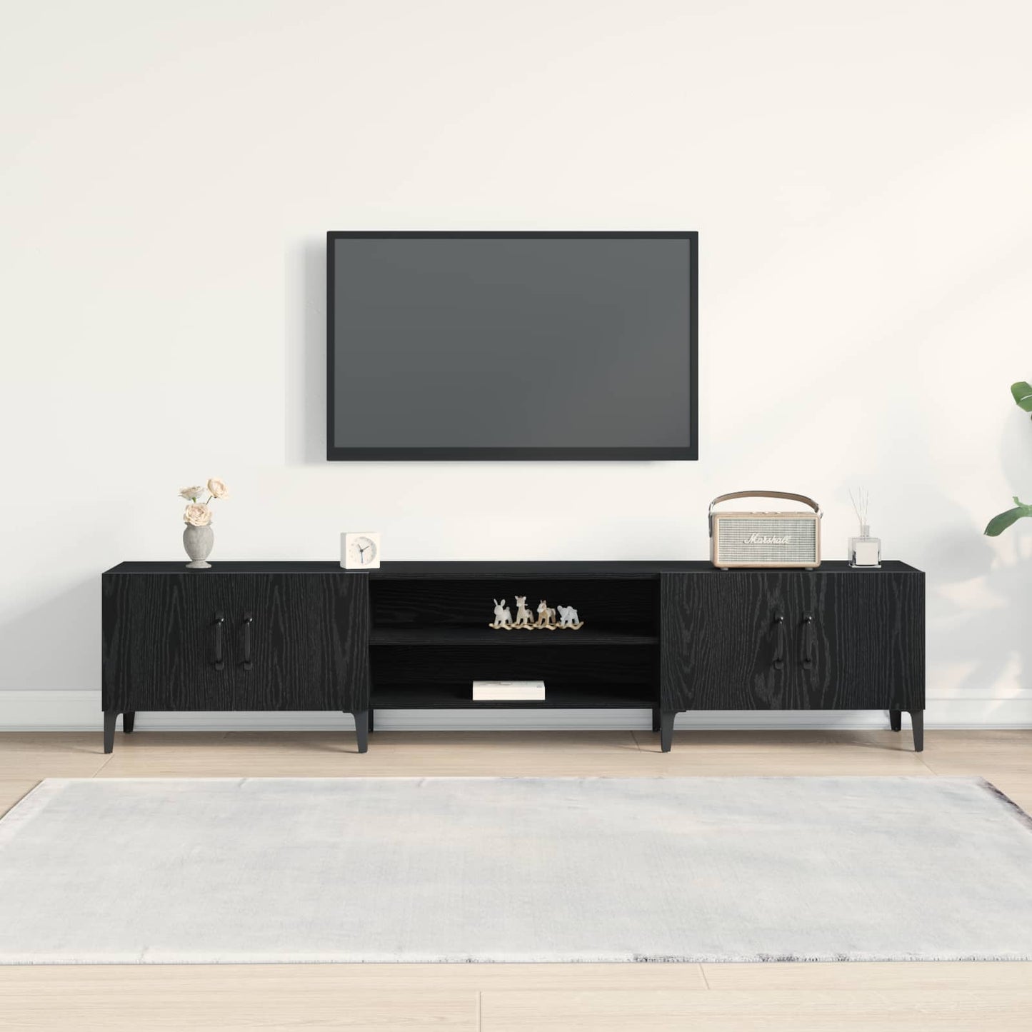 Mobile TV Rovere Nero 180 x 31,5 x 40 cm Legno multistrato