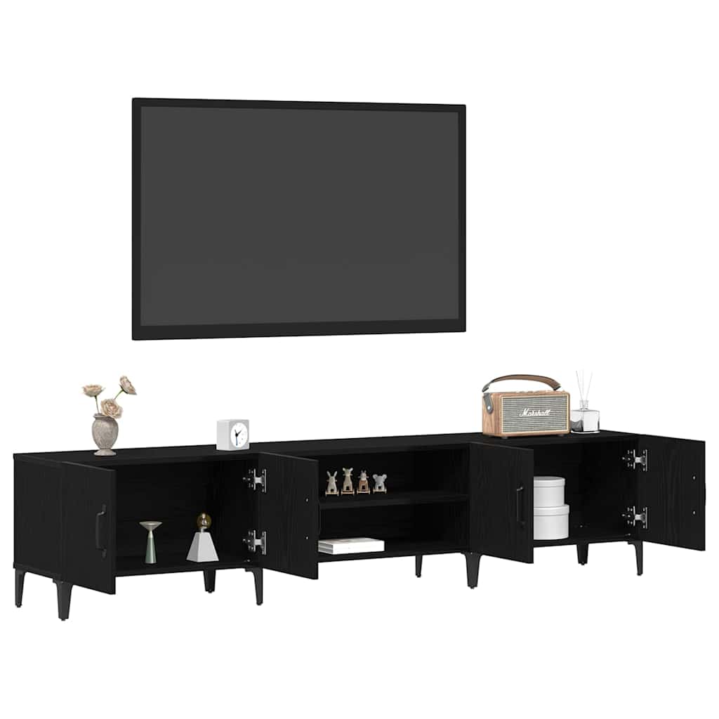 Mobile TV Rovere nero 180 x 31.5 x 40 cm Legno multistrato