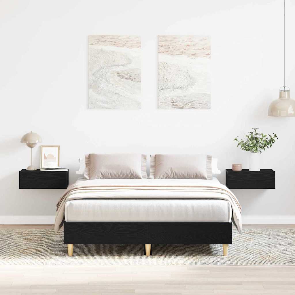 Struttura del letto Rovere Nero 193 x 143 x 25 cm | homemem39