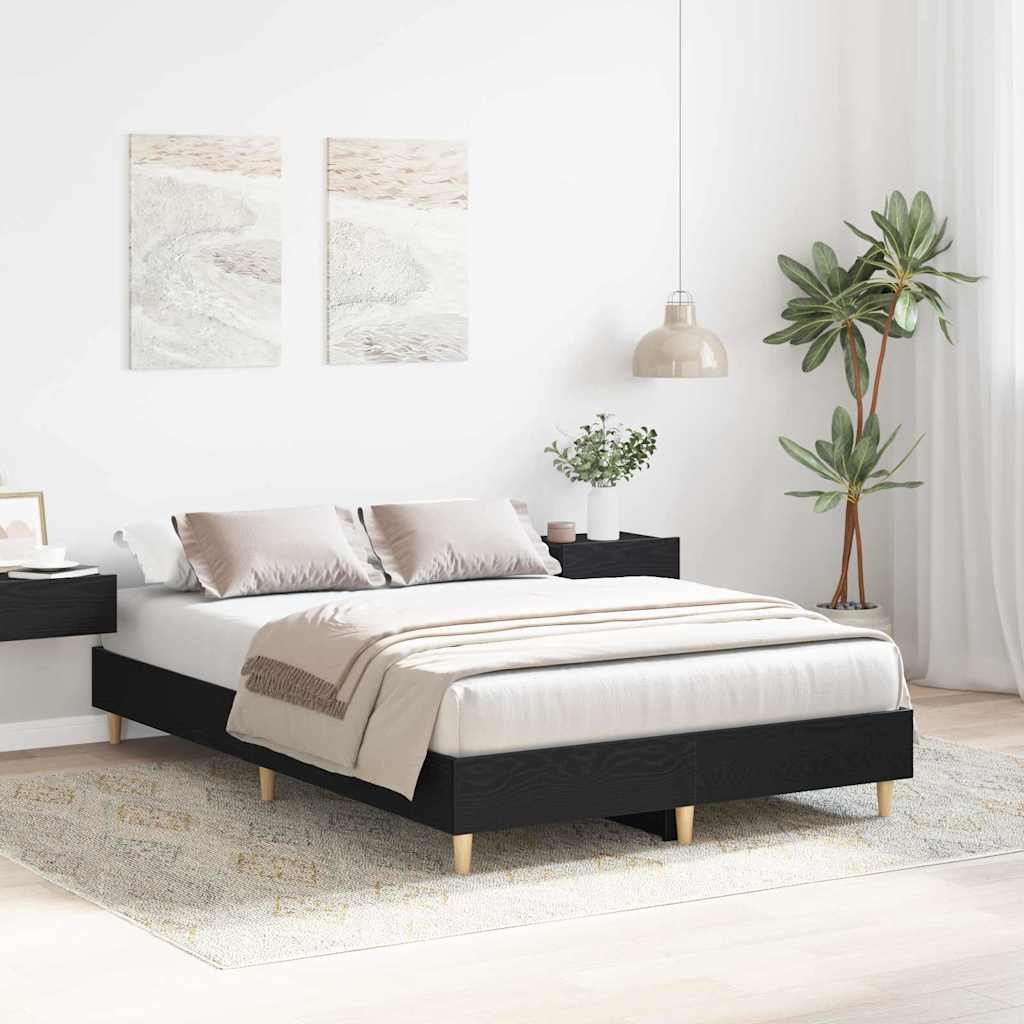 Struttura del letto Rovere Nero 193 x 143 x 25 cm | homemem39