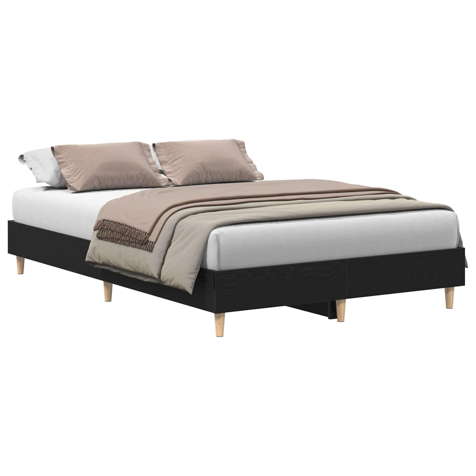 Struttura del letto Rovere Nero 193 x 143 x 25 cm | homemem39