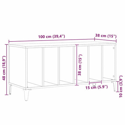 Mobile porta vinili Rovere nero 100 x 38 x 48 cm