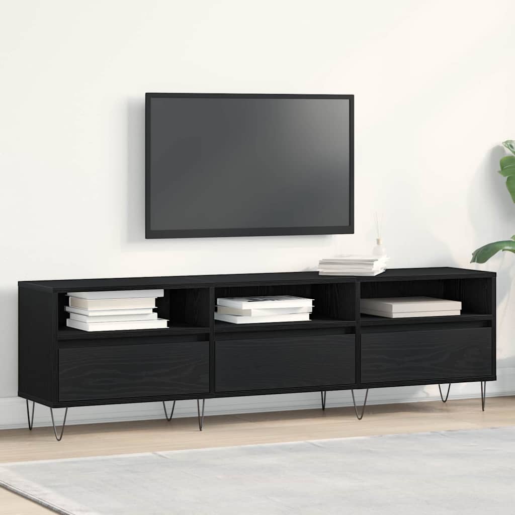 Mobile TV Rovere nero 150 x 30 x 44.5 cm Legno multistrato