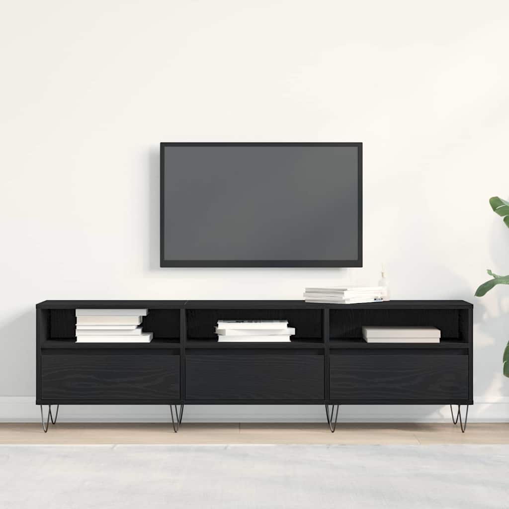 Mobile TV Rovere nero 150 x 30 x 44.5 cm Legno multistrato