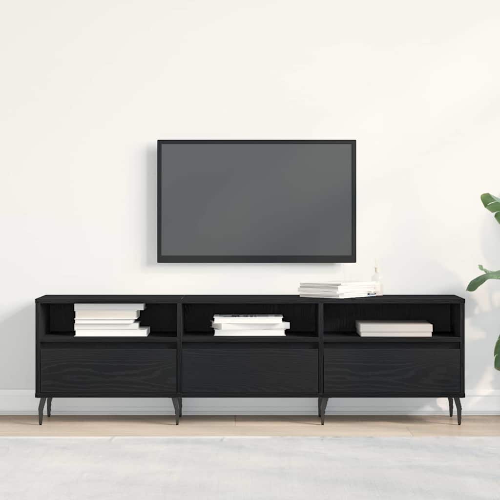 Mobile TV Rovere nero 150 x 30 x 44.5 cm Legno multistrato