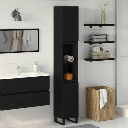 Mobile da Bagno Rovere Nero 30 x 30 x 190 cm Legno multistrato