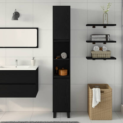 Mobile da Bagno Rovere Nero 30 x 30 x 190 cm Legno multistrato