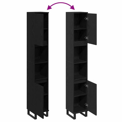 Mobile da Bagno Rovere Nero 30 x 30 x 190 cm Legno multistrato