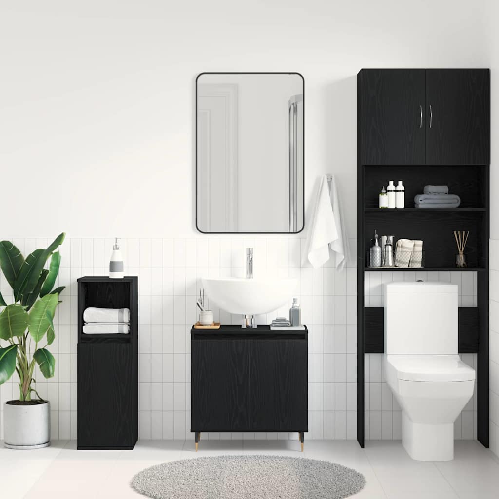 Armadio per Lavabo da Bagno Rovere Nero 58 x 33 x 60 cm | homemem39