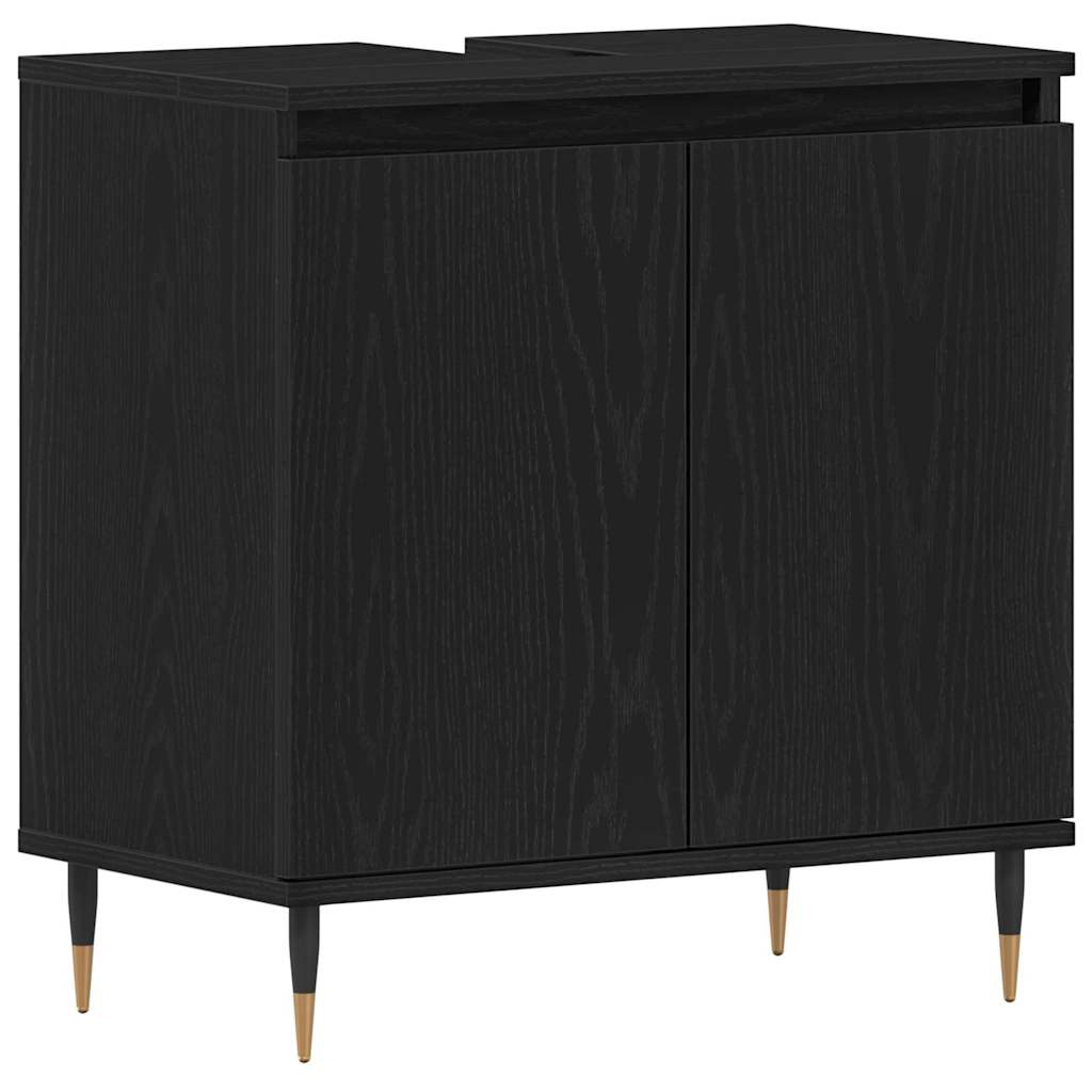 Armadio per Lavabo da Bagno Rovere Nero 58 x 33 x 60 cm | homemem39