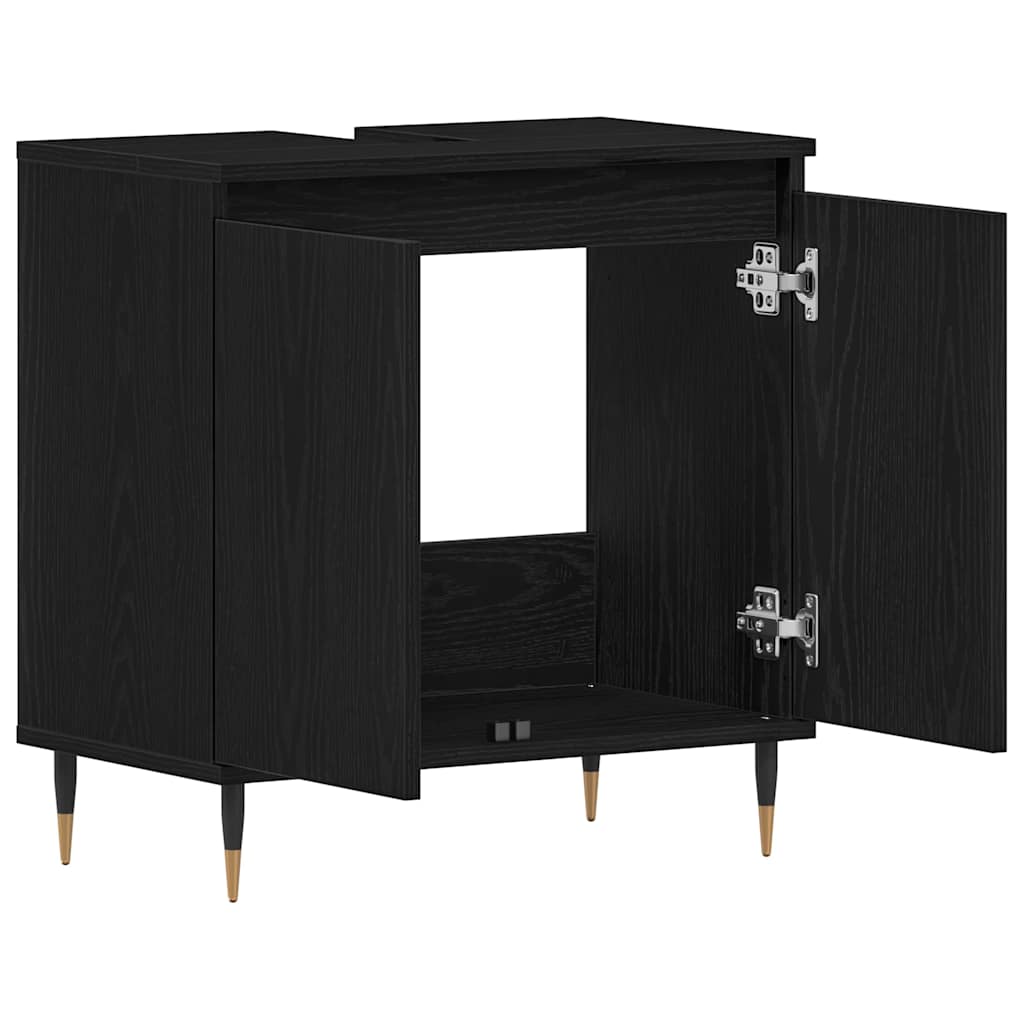 Armadio per Lavabo da Bagno Rovere Nero 58 x 33 x 60 cm | homemem39