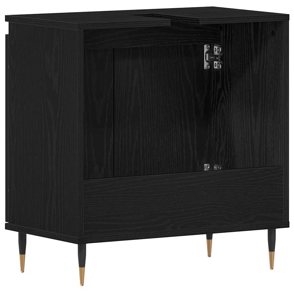 Armadio per Lavabo da Bagno Rovere Nero 58 x 33 x 60 cm | homemem39
