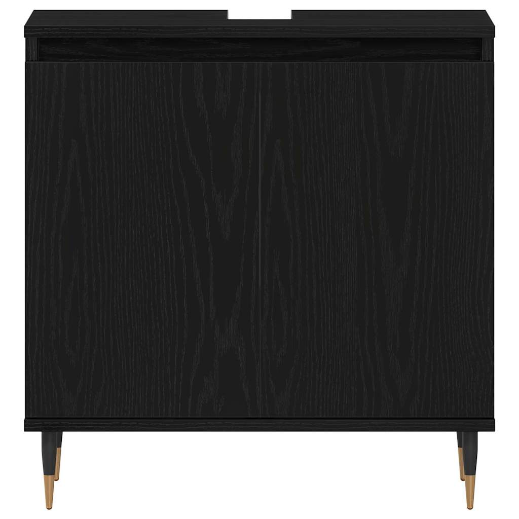 Armadio per Lavabo da Bagno Rovere Nero 58 x 33 x 60 cm | homemem39