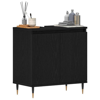 Armadio per Lavabo da Bagno Rovere Nero 58 x 33 x 60 cm | homemem39